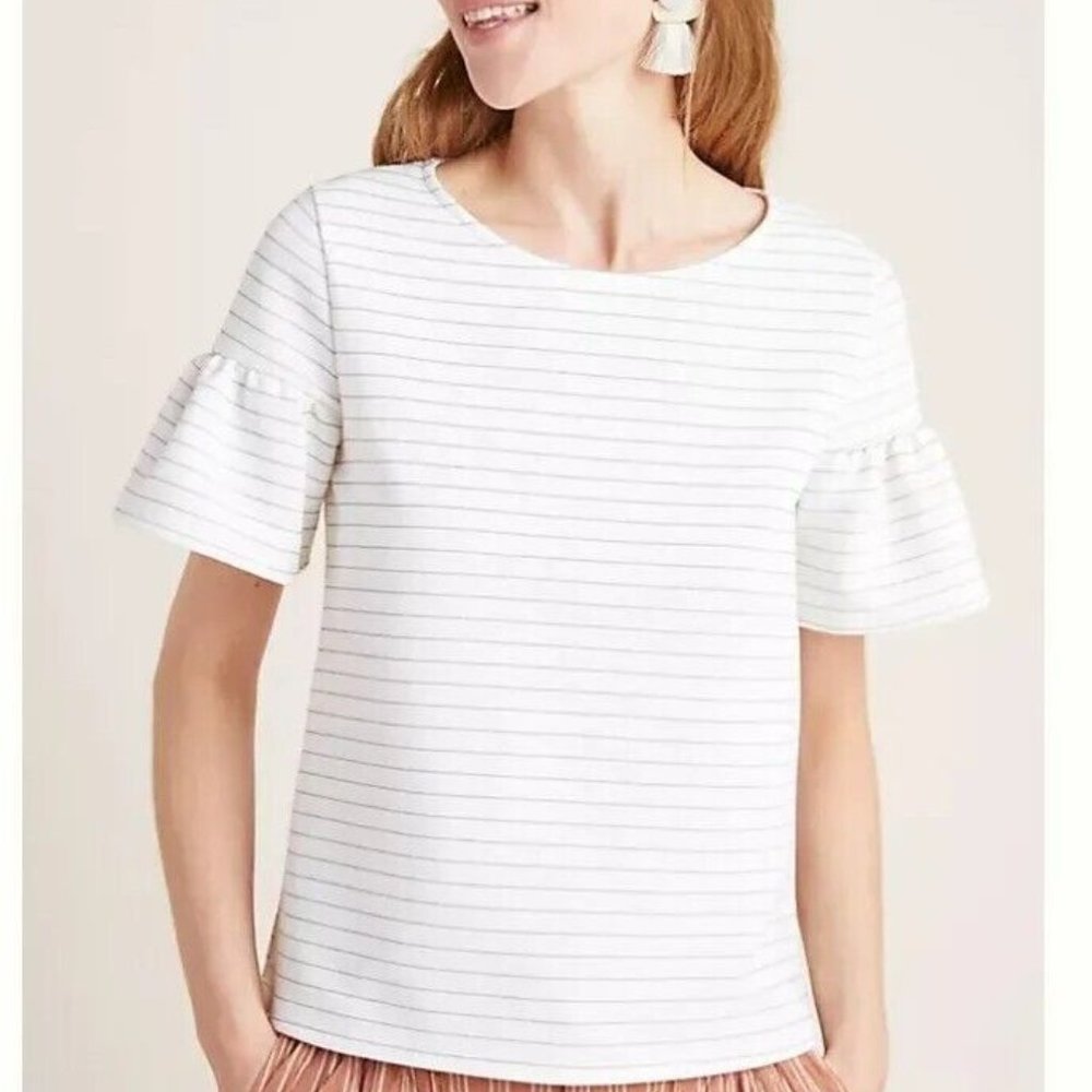 Anthropologie Eri & Ali Striped Frill Top XS